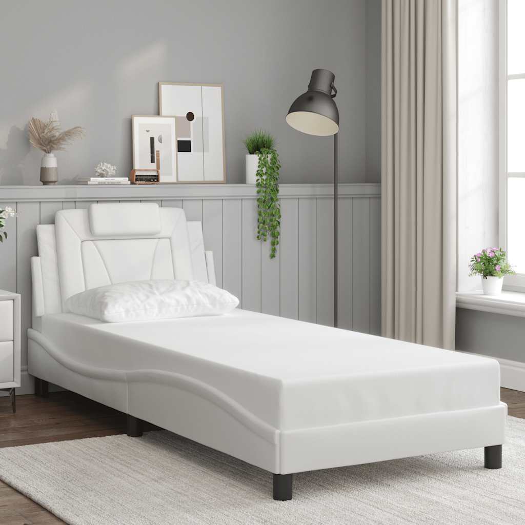 Estrutura de cama viana sem colchão couro artificial 90x190cm branco