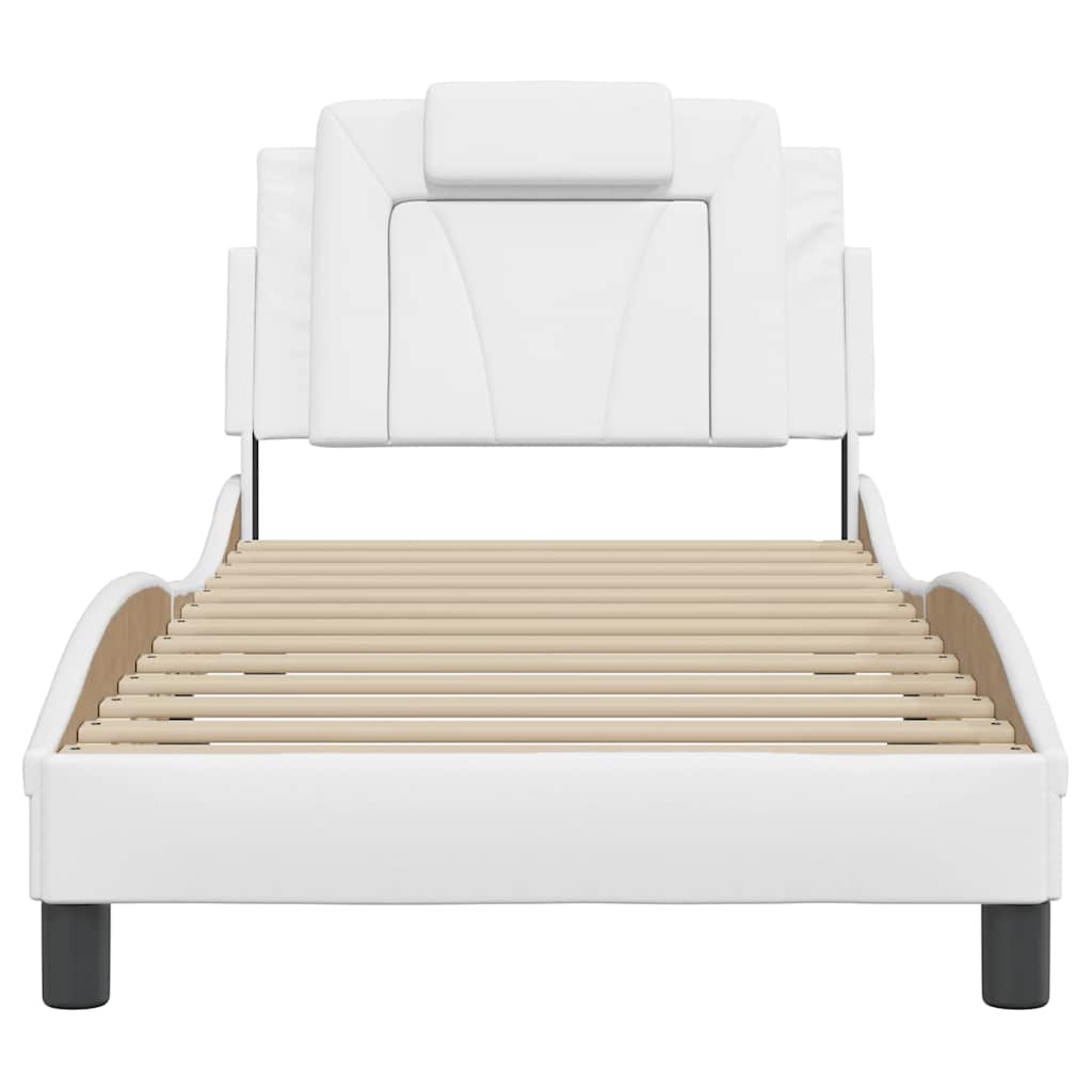 Estrutura de cama viana sem colchão couro artificial 90x190cm branco