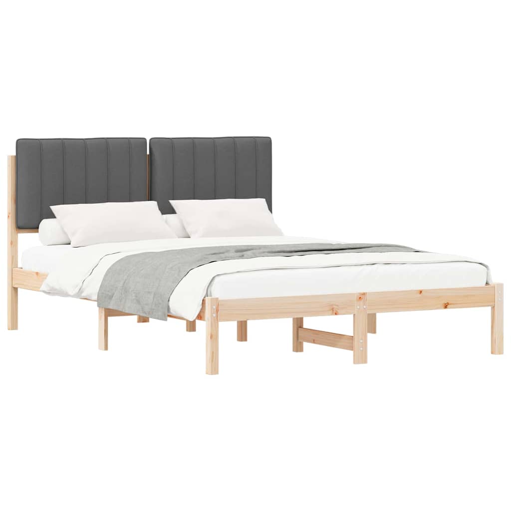 Estrutura de cama com cabeceira estofada cinza escuro