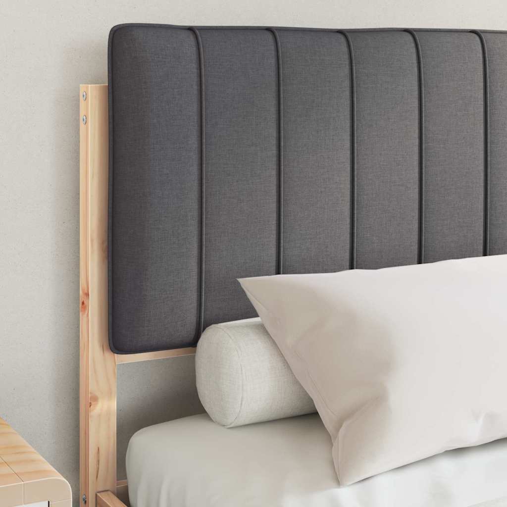 Estrutura de cama com cabeceira estofada cinza escuro