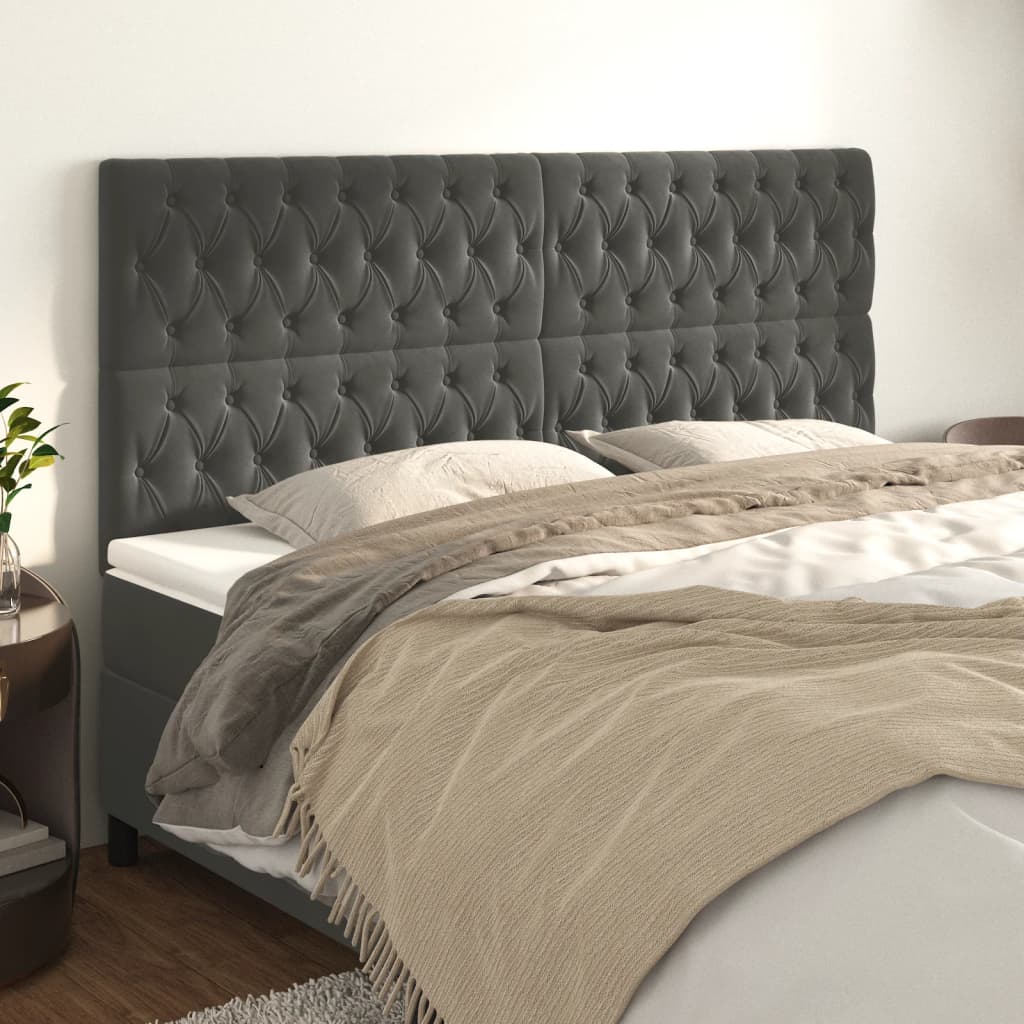 Cabeceira cinza escuro 200x7x118/128 cm veludo