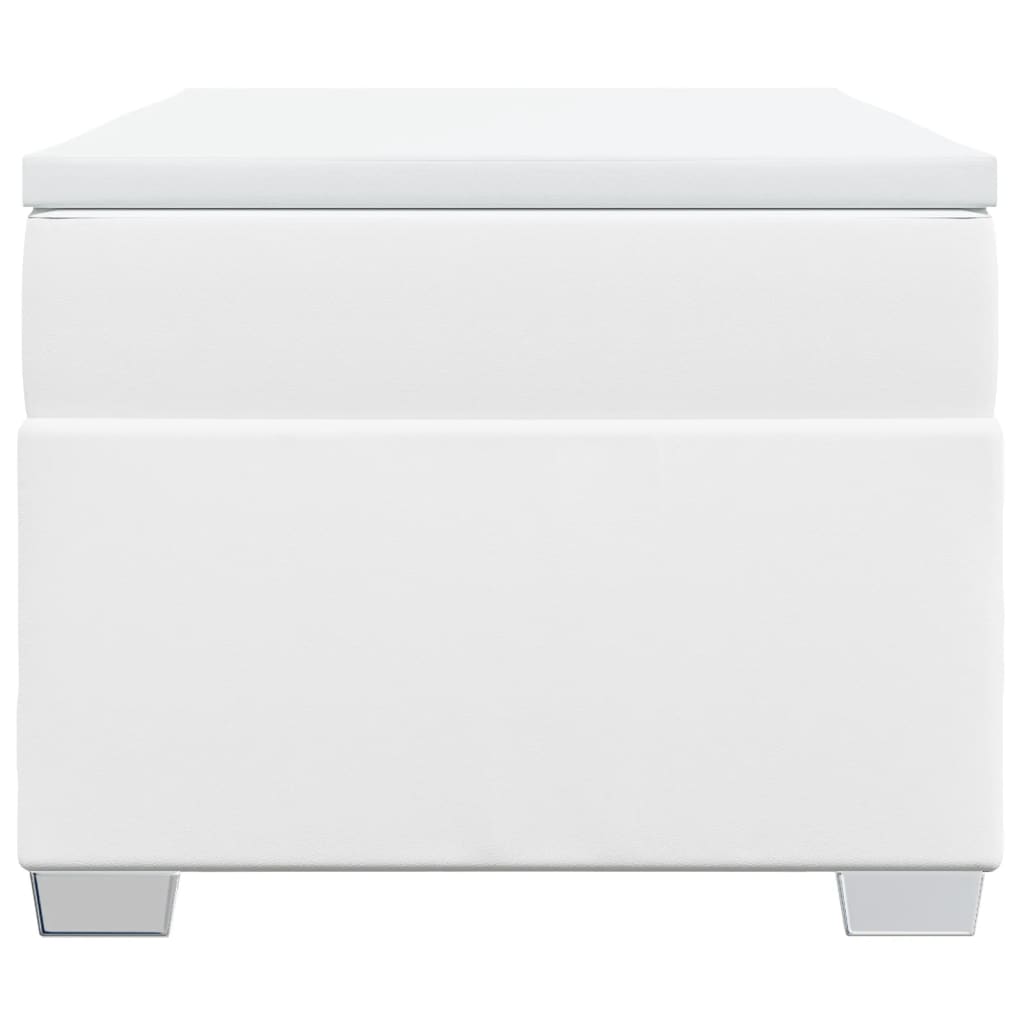 Cama com molas/colchão 100x200 cm couro artificial branco