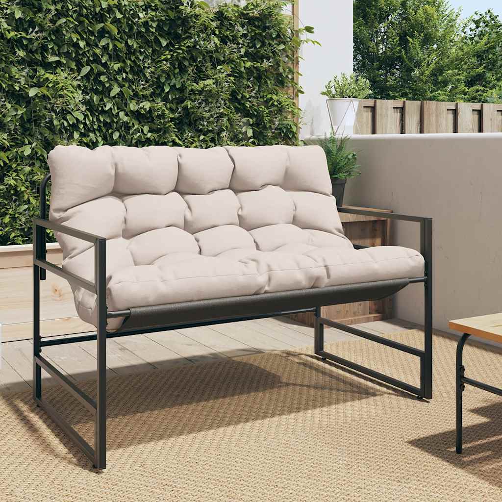 Banco de jardim com almofadão 113 cm aço cinzento-acastanhado