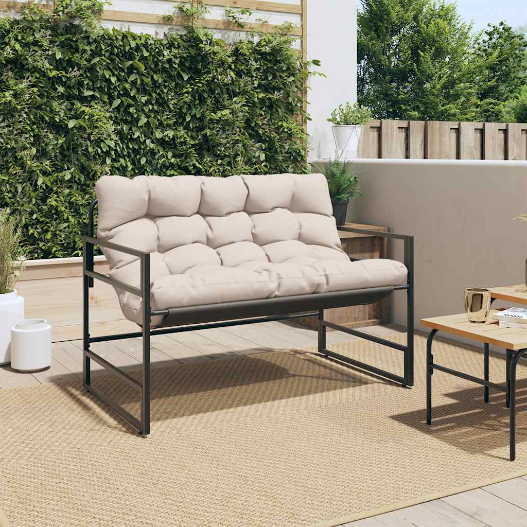 Banco de jardim com almofadão 113 cm aço cinzento-acastanhado
