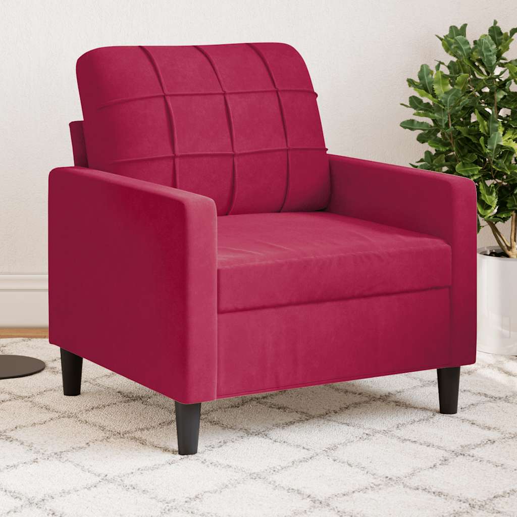 Poltrona 60 cm veludo vermelho-tinto