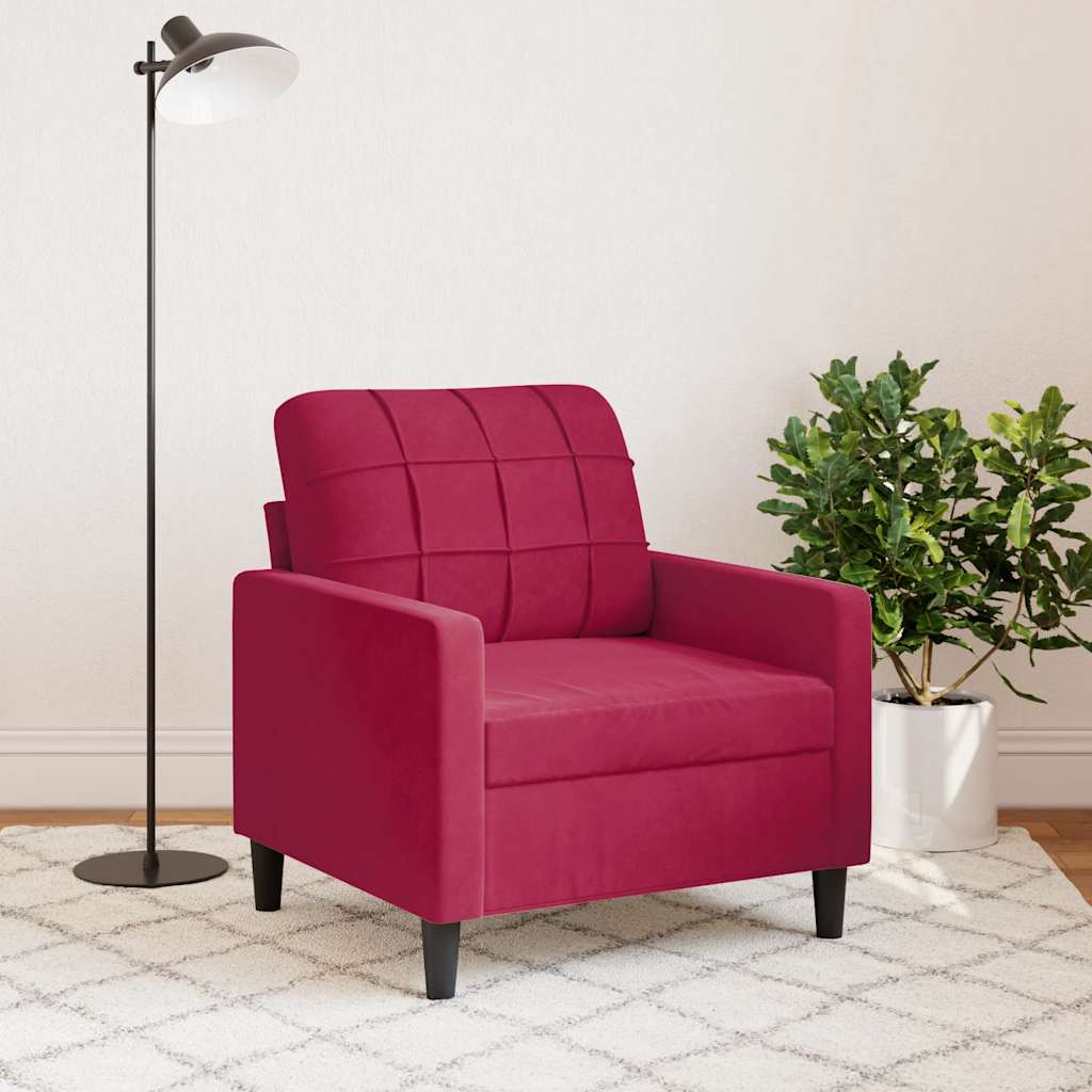 Poltrona 60 cm veludo vermelho-tinto