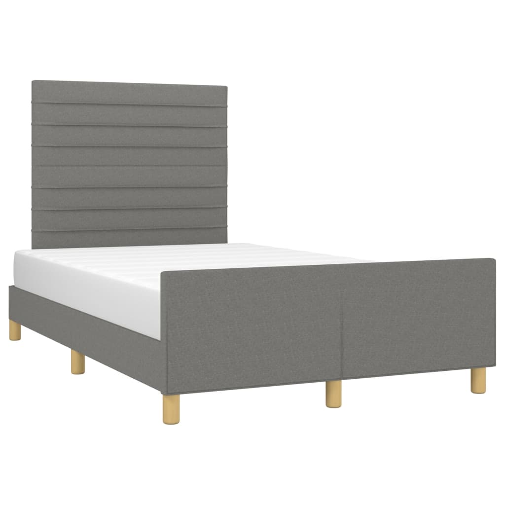 Estrutura de cama sem colchão 120x200 cm tecido cinzento-escuro