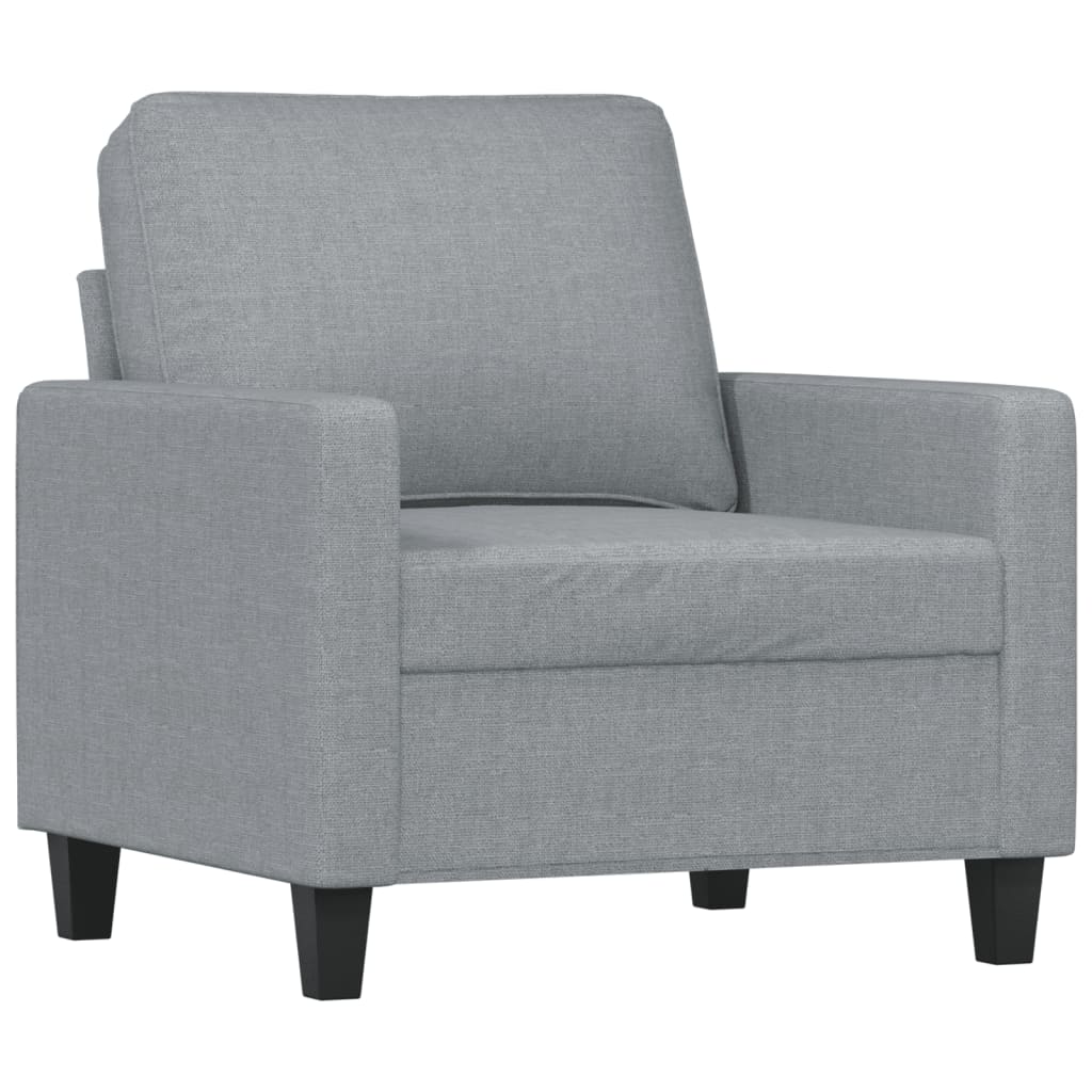 3 Pcs conjunto de sofás com almofadões tecido cinzento-claro