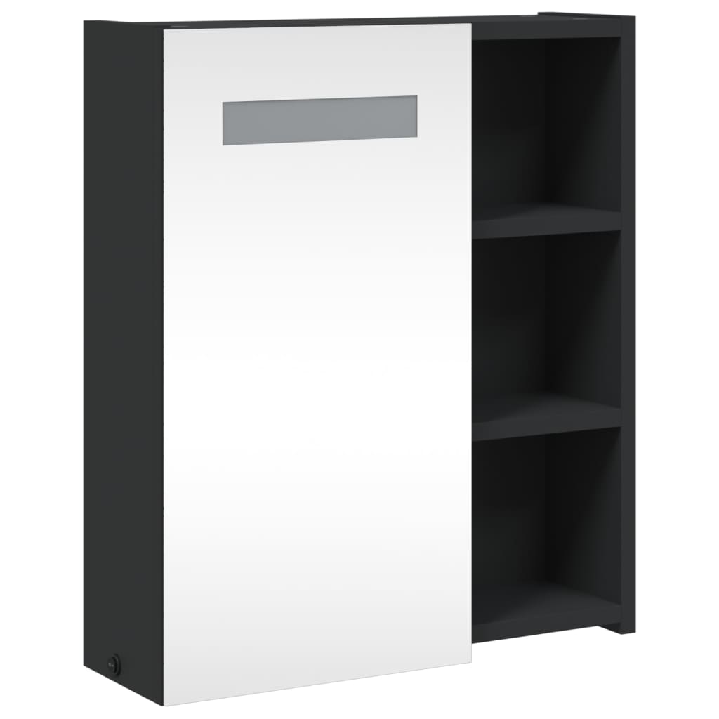 Armário espelhado p/ casa de banho c/ leds 45x13x52 cm preto