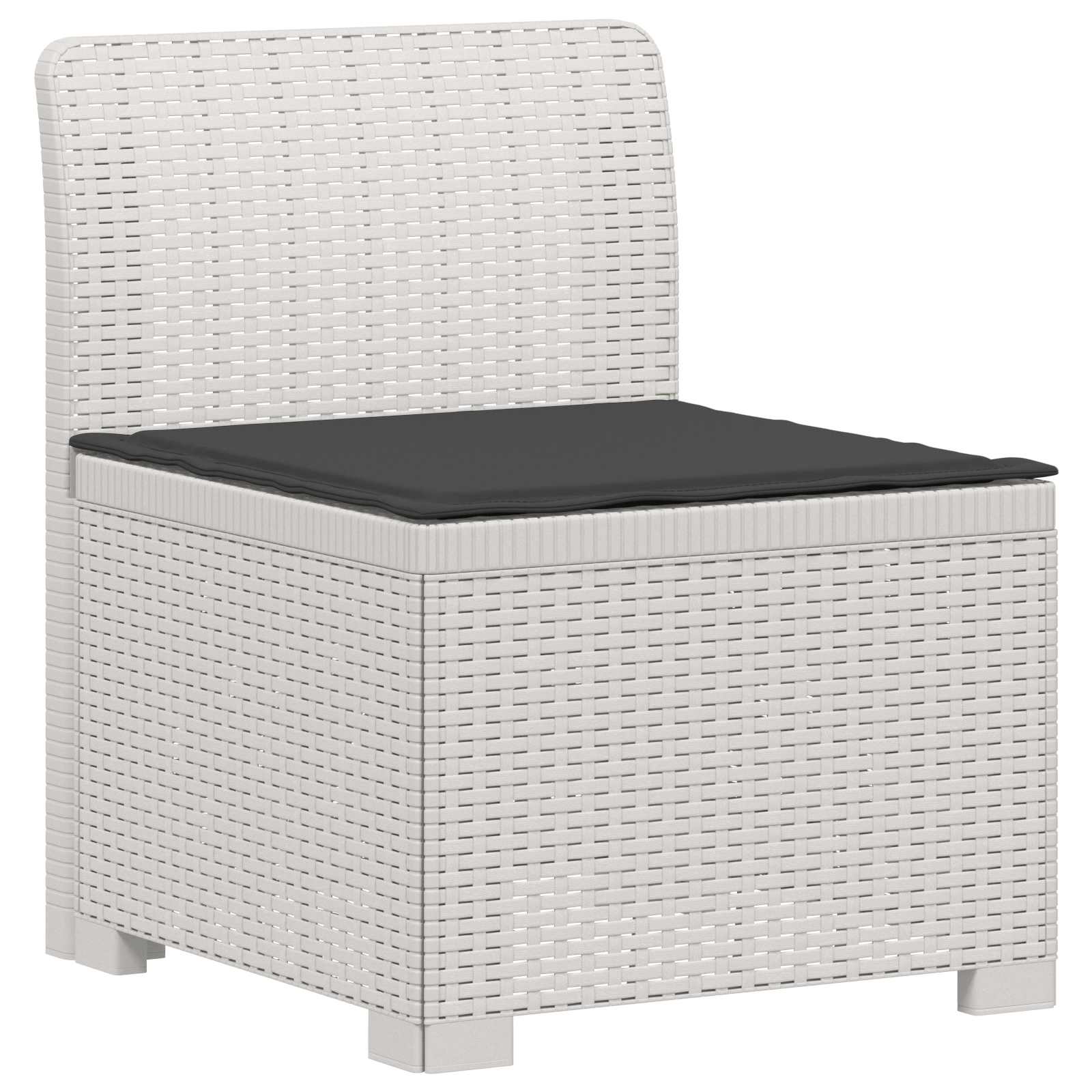 Sofá de jardim 1 lugar com almofada look rattan PP branco
