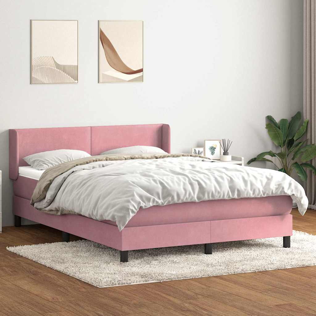 Cama com molas/colchão 140x220 cm veludo rosa