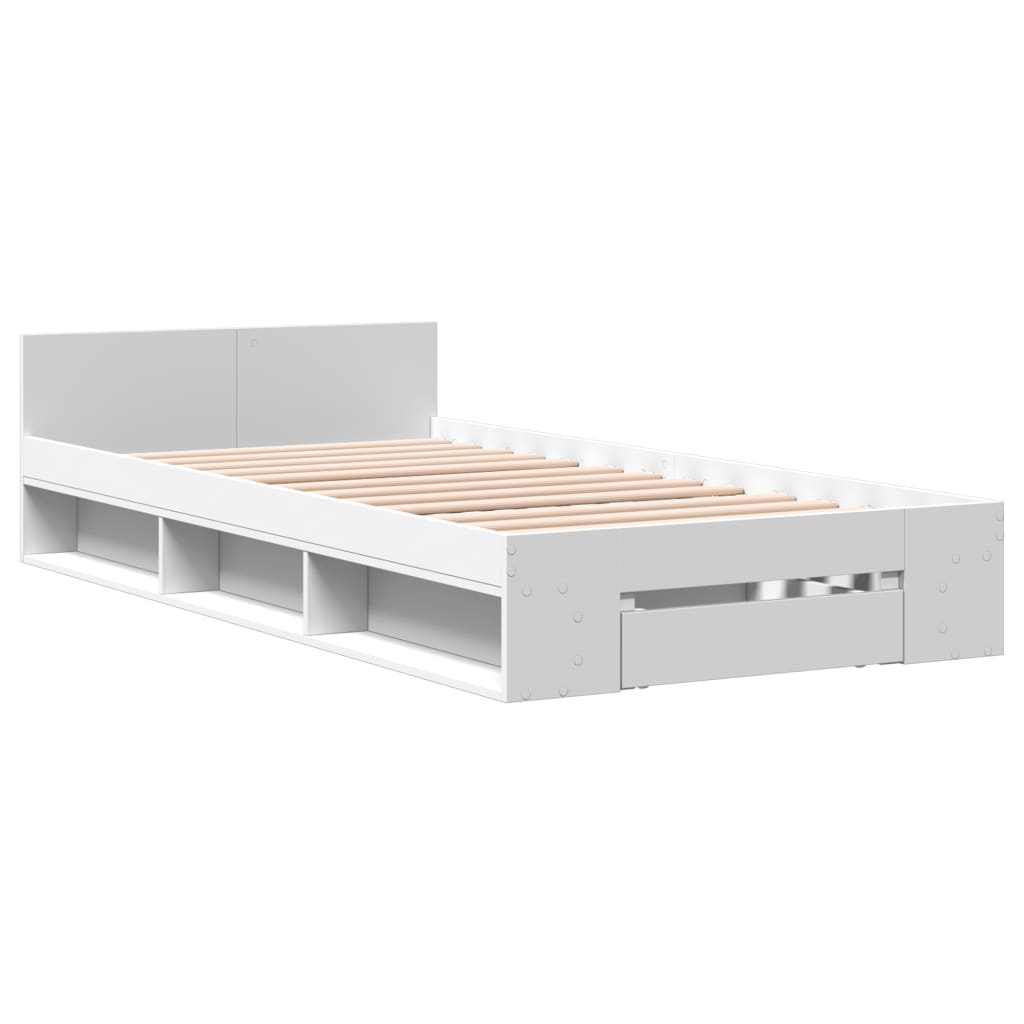 Estrutura de cama c/ gaveta 100x200 cm derivados madeira branco