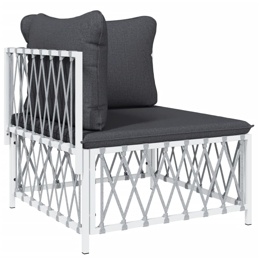5 Pcs conjunto lounge de jardim com almofadões aço branco
