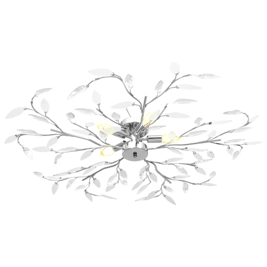 Candeeiro teto braços folhas de cristal acrílico 5 e14 branco