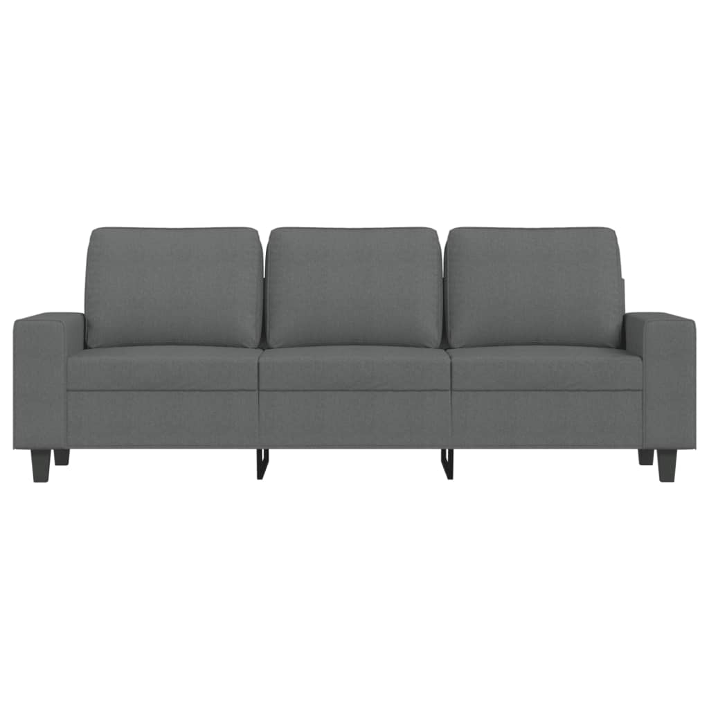 Sofá de 3 lugares com apoio de pés 180 cm tecido cinza-escuro