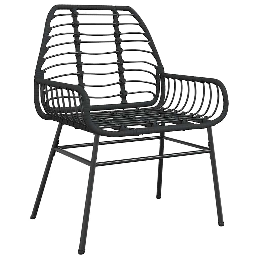 Conjunto de jantar jardim 5 peças vidro vime PE preto