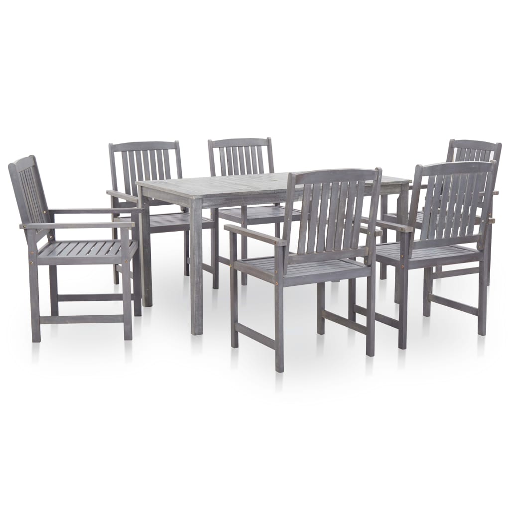 7 Pcs conj. de jantar p/ exterior acácia maciça cinzento lavado