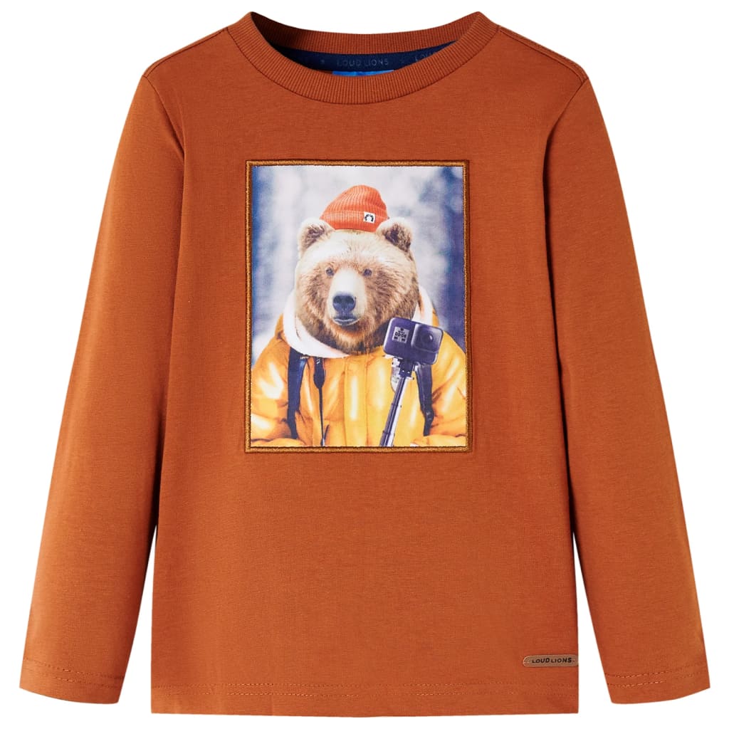 T-shirt de manga comprida para criança laranja-queimado 128