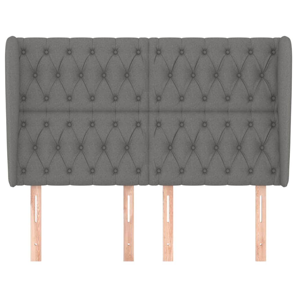 Cabeceira cama c/ abas tecido 147x23x118/128 cm cinzento-escuro