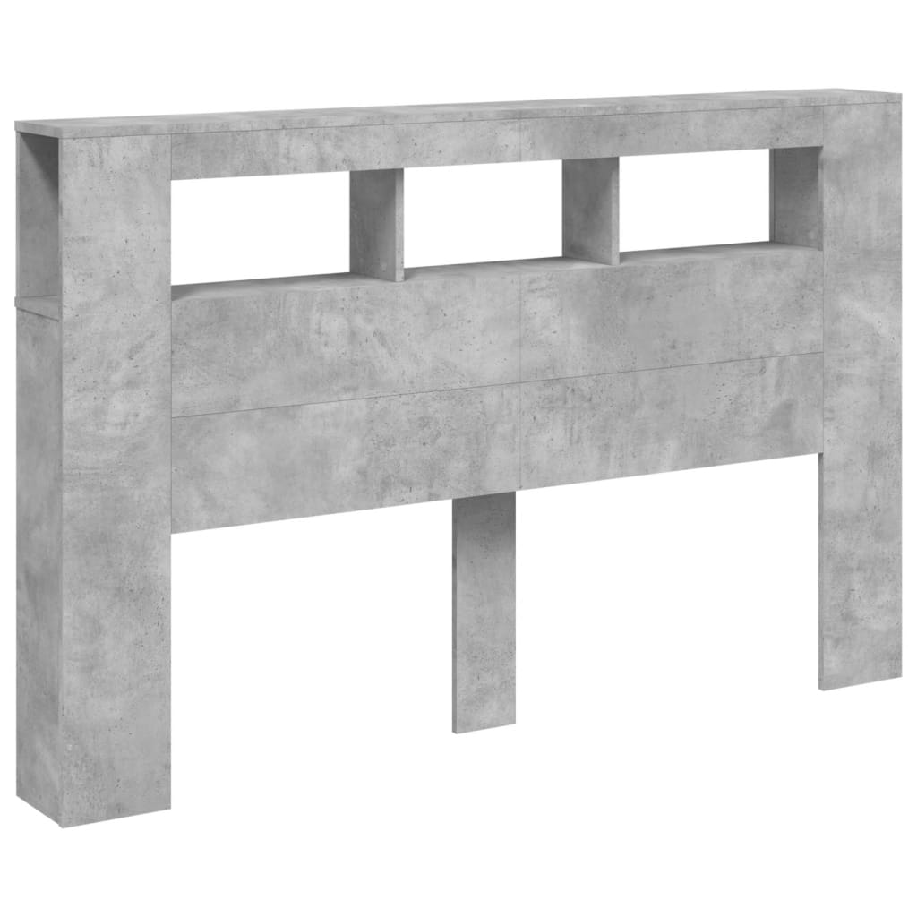 Cabeceira c/ leds 160x18,5x103,5 cm cinzento-cimento