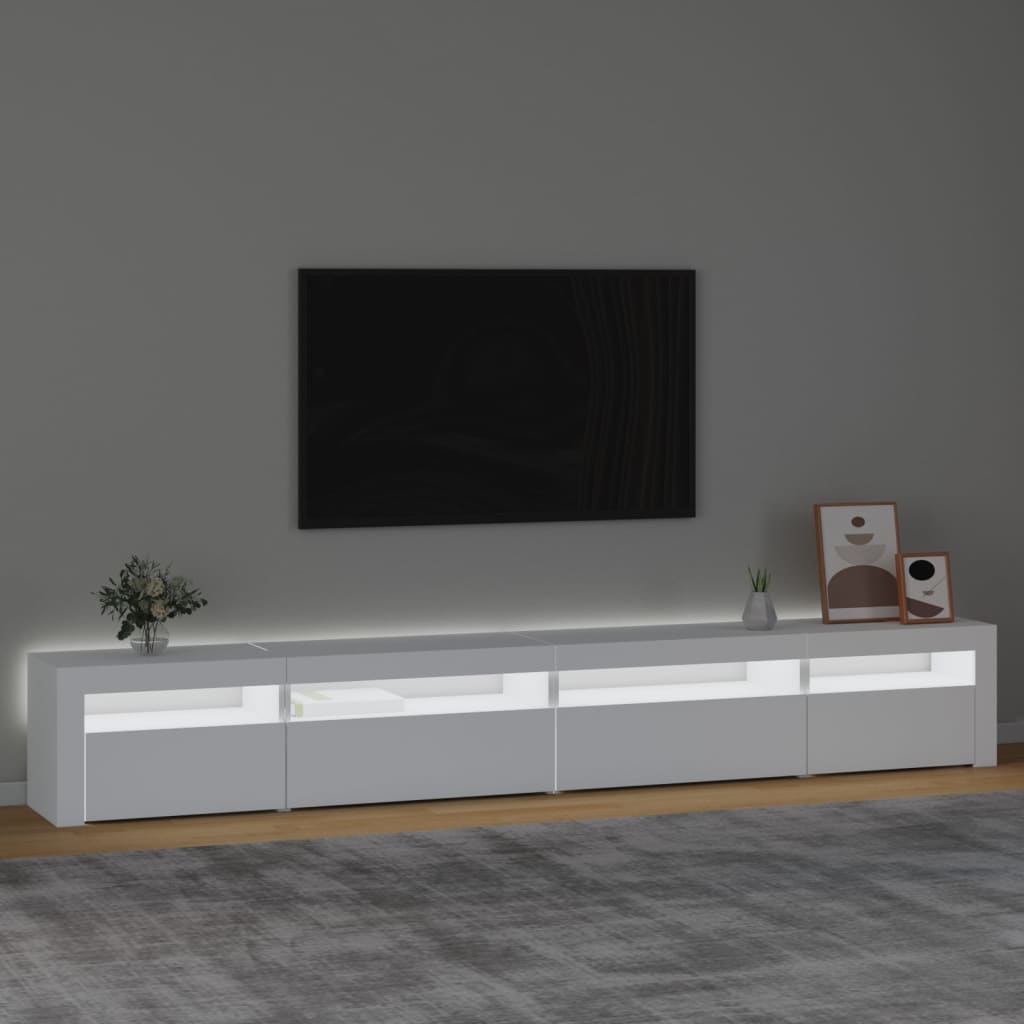 Móvel de TV com luzes LED 270x35x40 cm branco
