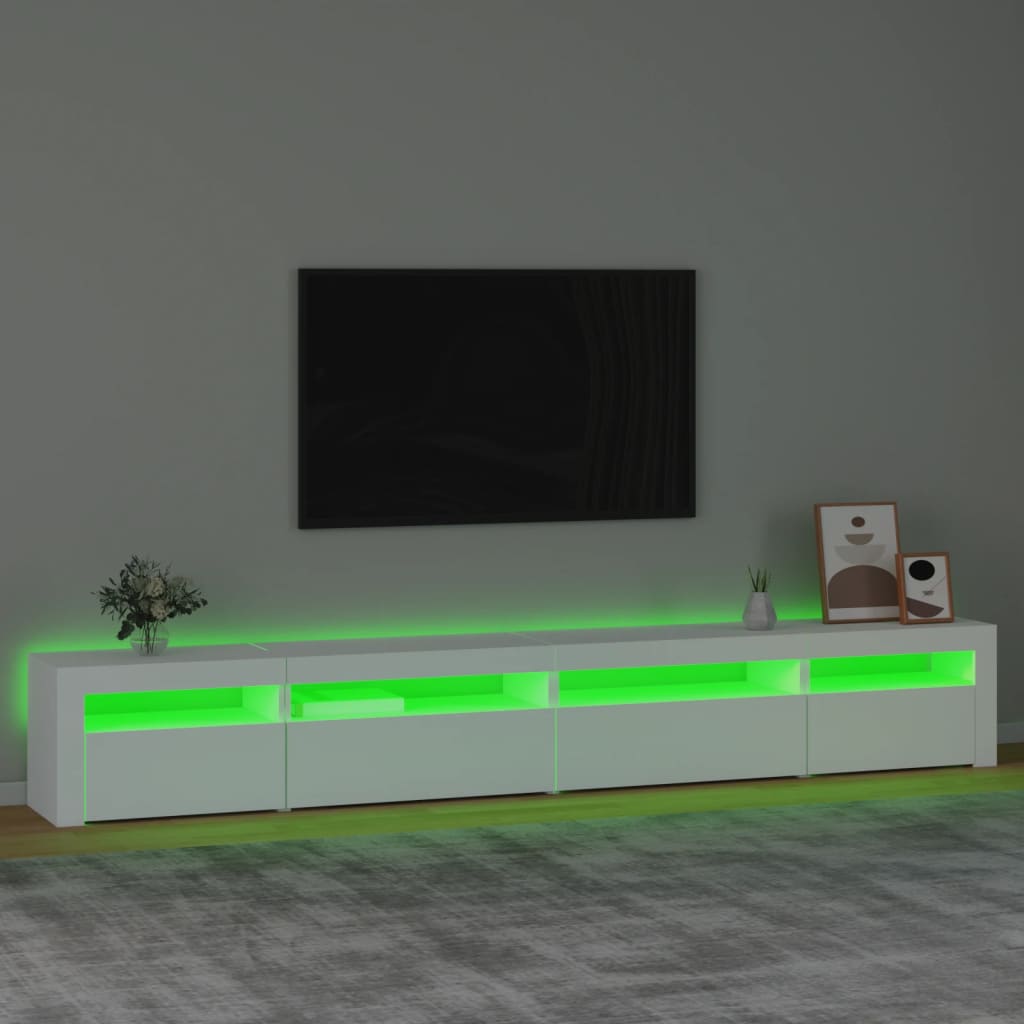 Móvel de TV com luzes LED 270x35x40 cm branco