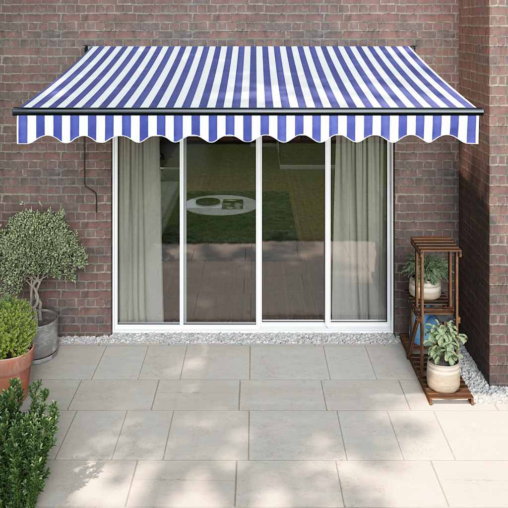 Toldo retrátil automático 3,5x2,5 m azul e branco