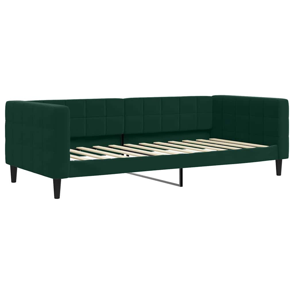 Sofá-cama c/ gavetão e colchões 90x200cm veludo verde-escuro