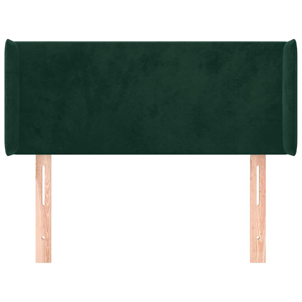 Cabeceira de cama c/ abas veludo 93x16x78/88 cm verde-escuro