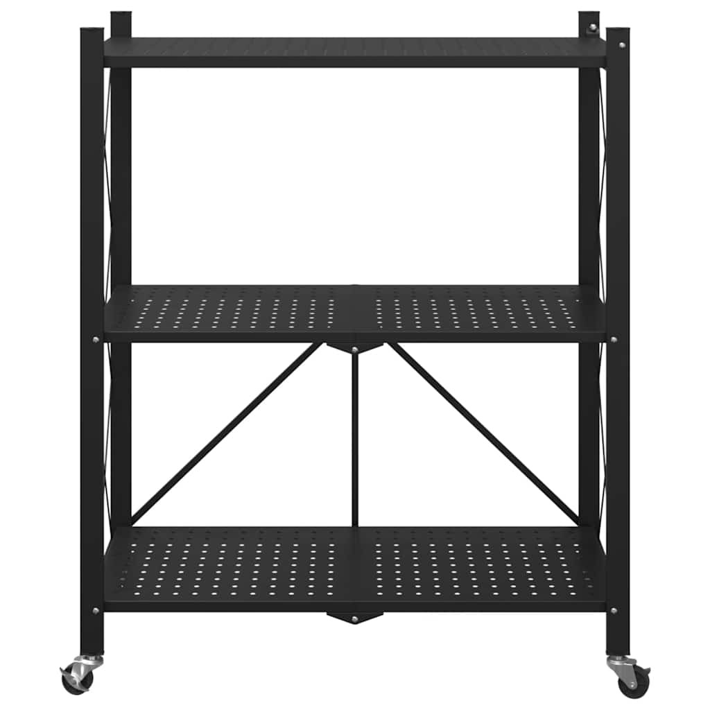 Prateleira de armazenamento com rodas preta 71x34x88 cm aço