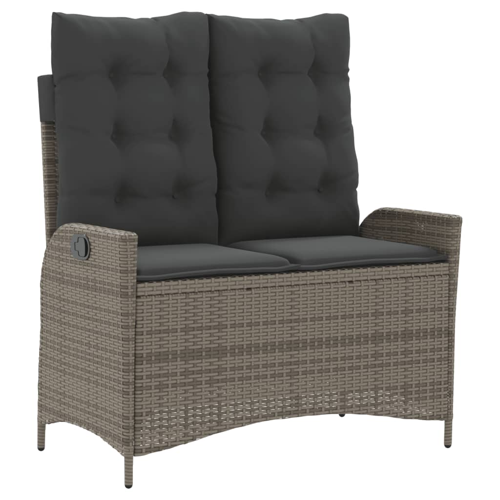 2 Pcs conjunto de jantar p/ jardim c/ almofadões vime PE cinza