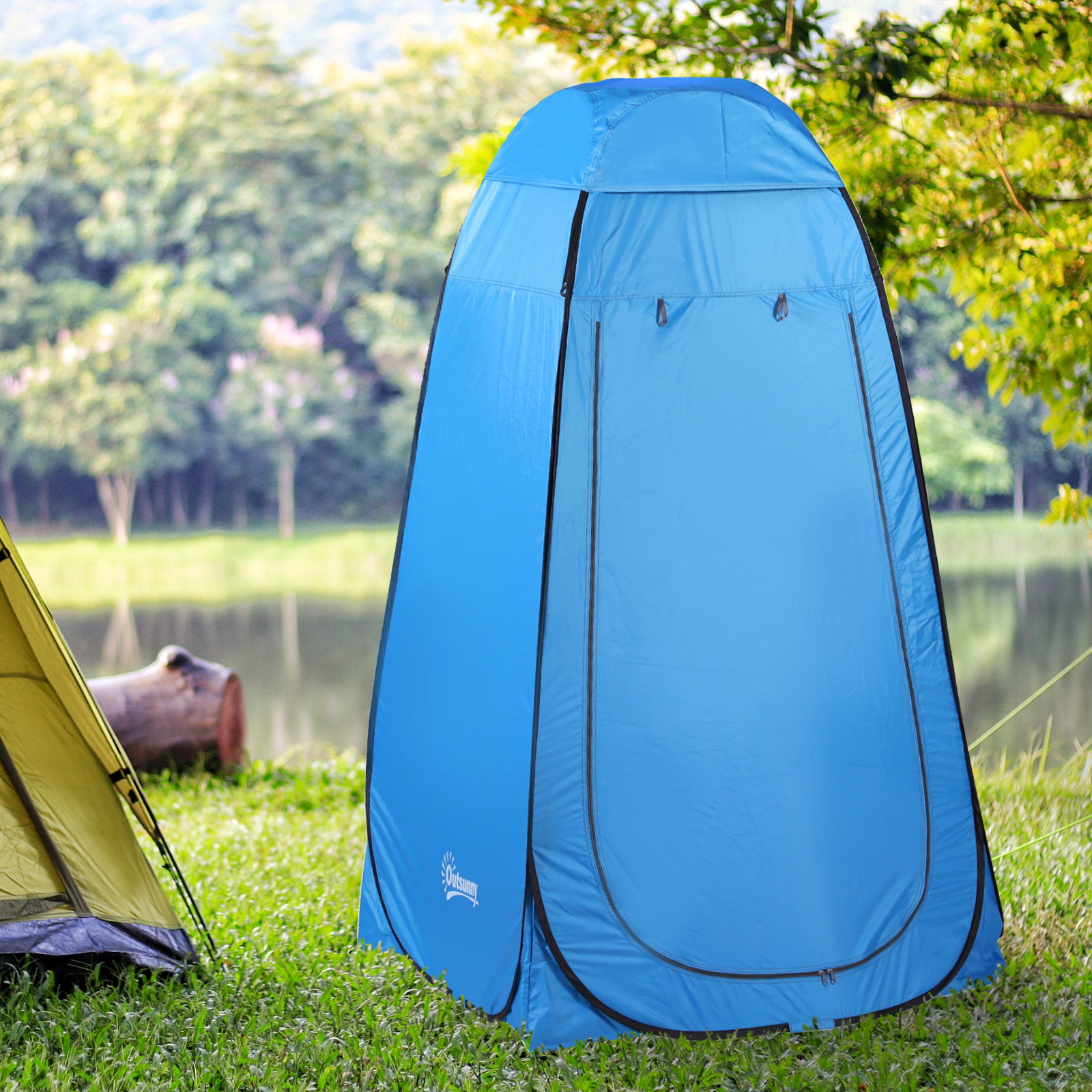 Tenda de acampamento multifuncional leve dobrável e estável à prova d'água com sistema pop-up 120x120x190 cm azul