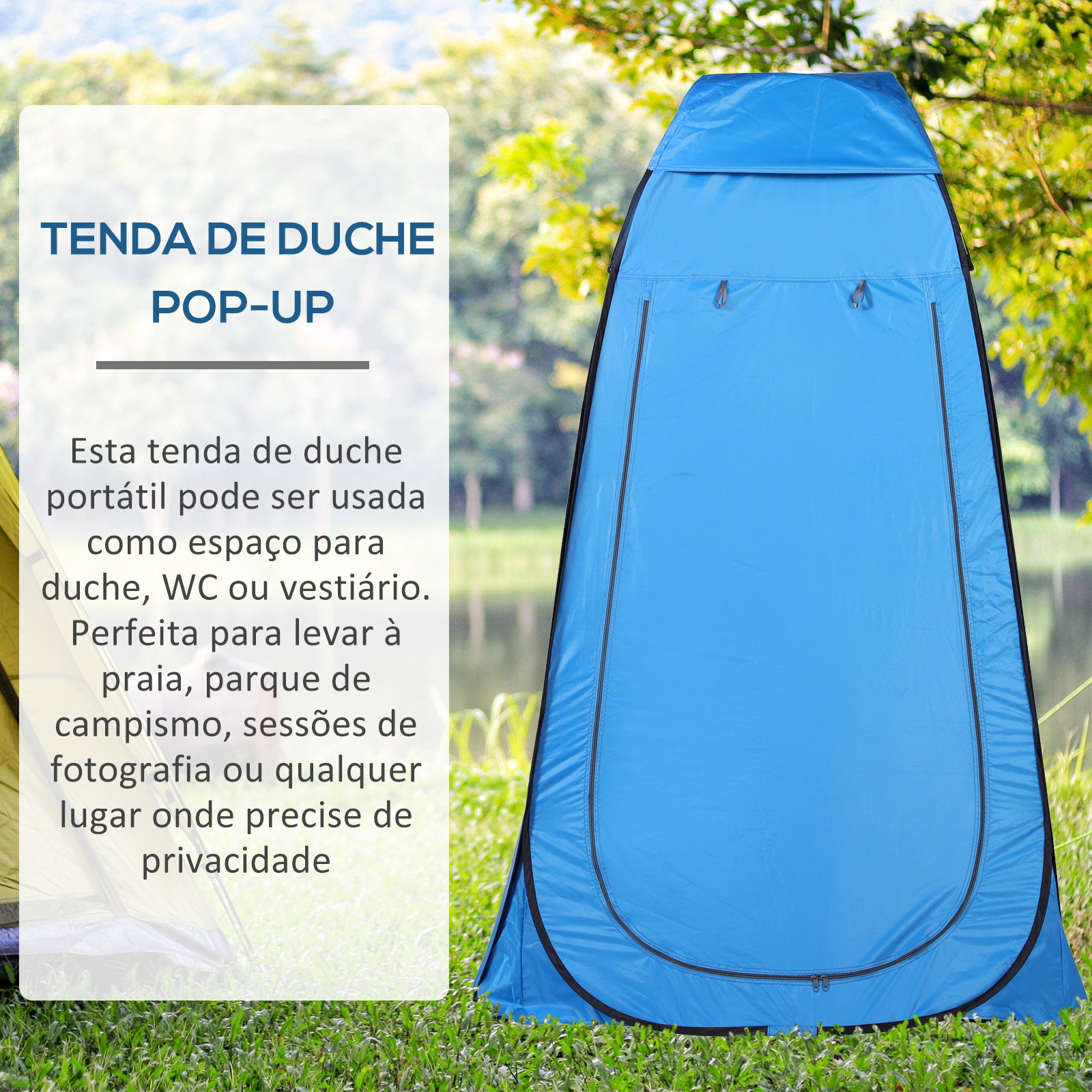 Tenda de acampamento multifuncional leve dobrável e estável à prova d'água com sistema pop-up 120x120x190 cm azul