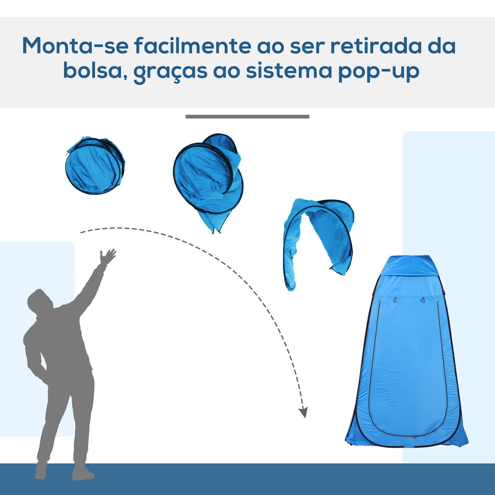 Tenda de acampamento multifuncional leve dobrável e estável à prova d'água com sistema pop-up 120x120x190 cm azul