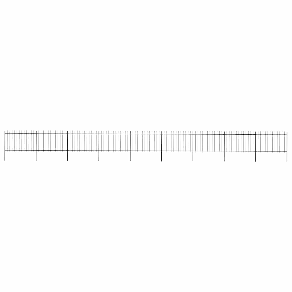 Cerca de jardim com topo em forma de lança em aço 1506x120 cm, preta
