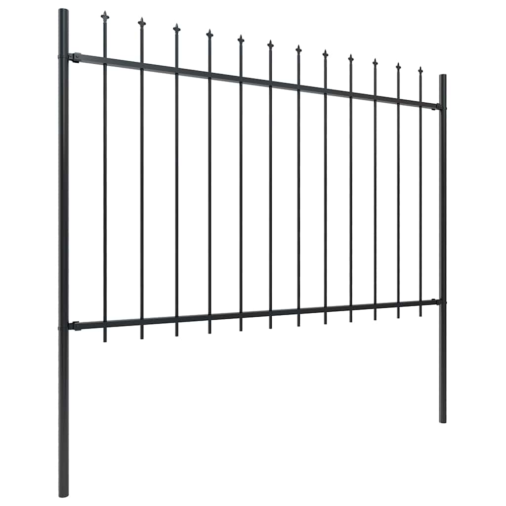 Cerca de jardim com topo em forma de lança em aço 1506x120 cm, preta