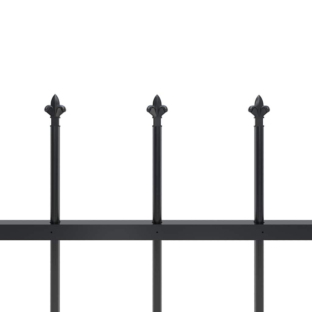 Cerca de jardim com topo em forma de lança em aço 1506x120 cm, preta