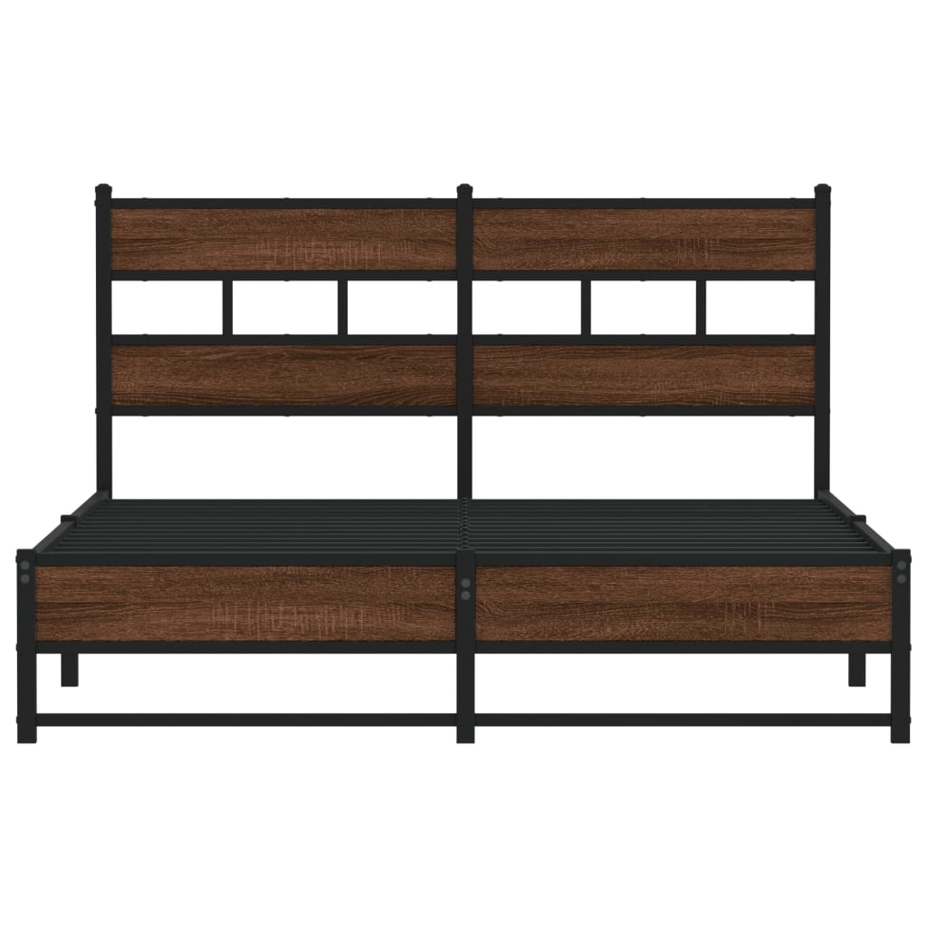 Estrutura de cama sem colchão 135x190cm metal carvalho castanho
