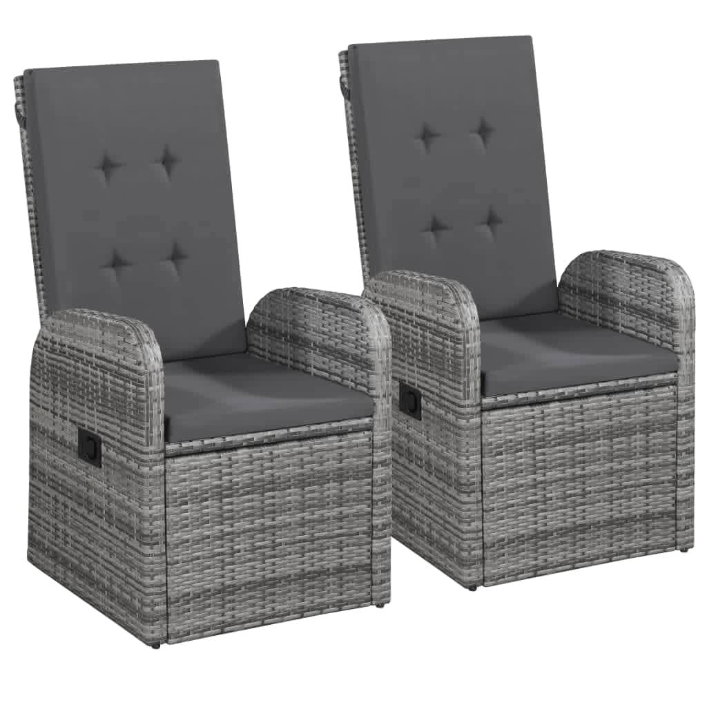 9 Pcs conjunto de jantar para jardim com almofadões cinza