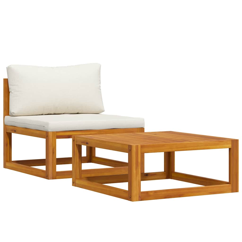 2 Pcs conjunto de sofás de jardim com almofadão acácia maciça