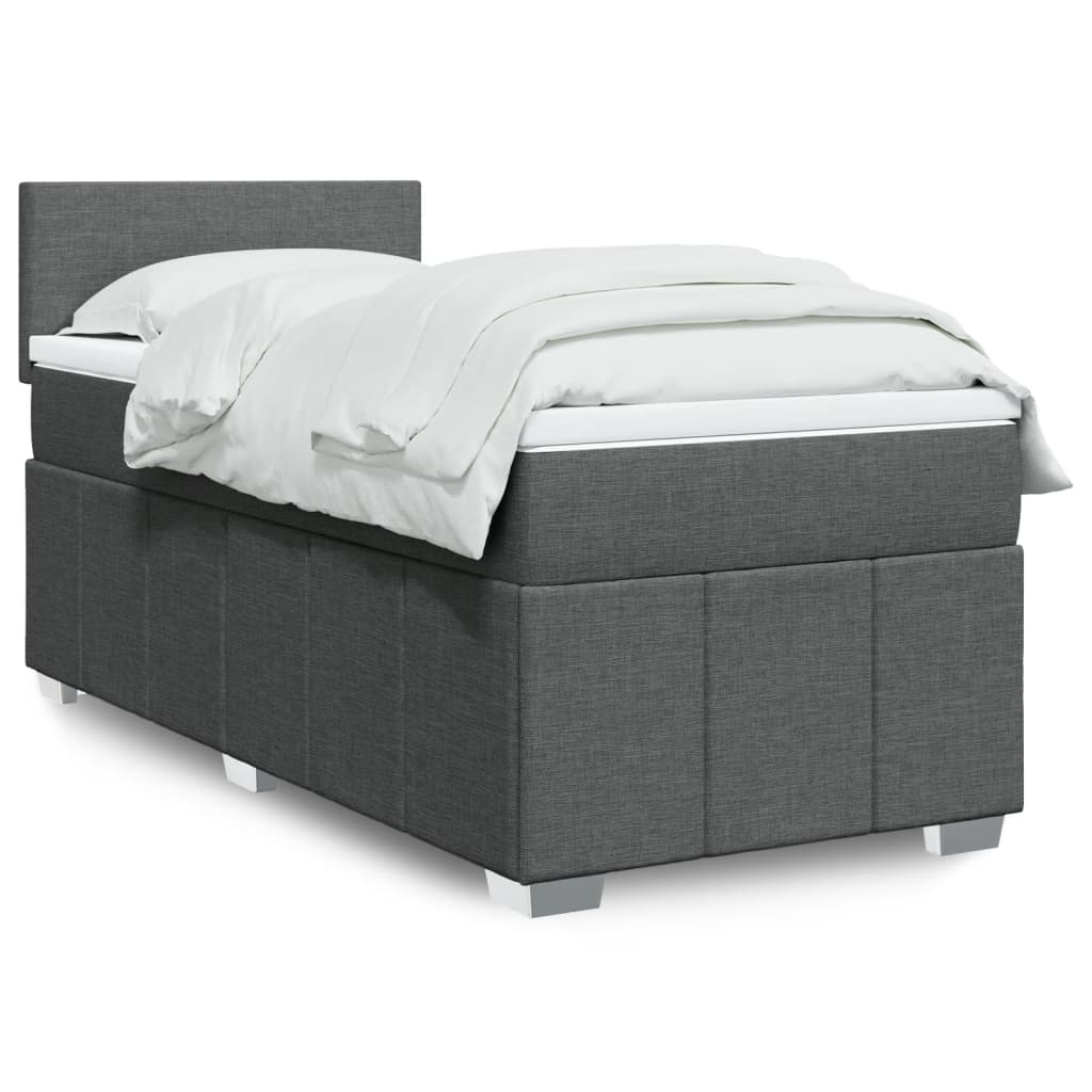 Cama com molas/colchão 90x190 cm tecido cinza-escuro