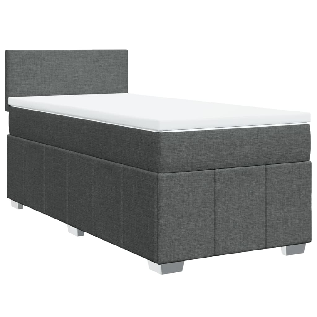 Cama com molas/colchão 90x190 cm tecido cinza-escuro
