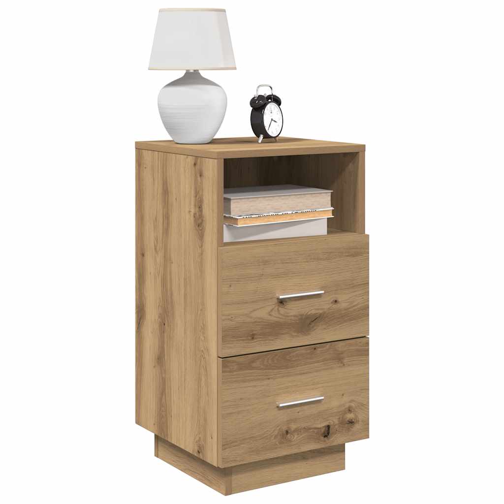 Mesa de cabeceira com 2 gavetas 36x36x68 cm carvalho artisiano
