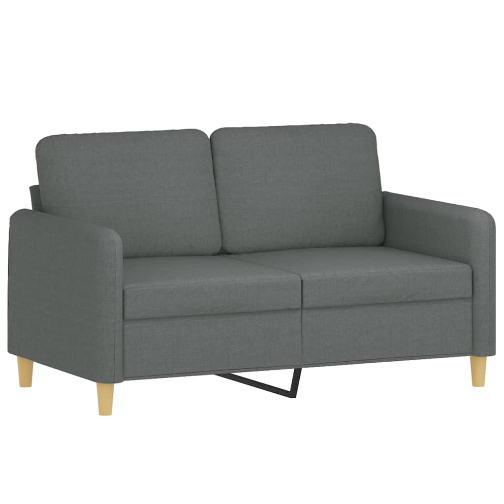 4 Pcs conjunto de sofás com almofadas tecido cinzento-escuro
