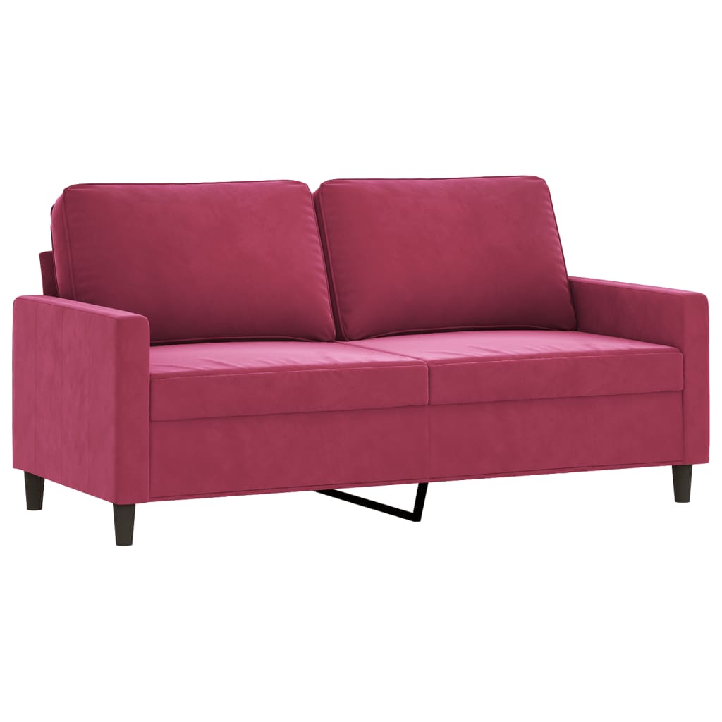 2 Pcs conjunto de sofás com almofadões veludo vermelho tinto