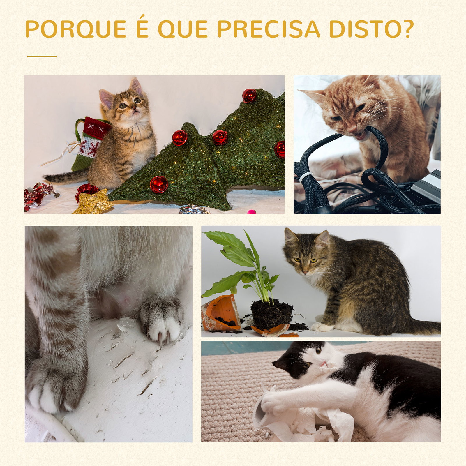 Arranhador para Gatos com Plataforma Rede Caverna Cama Postes de Sisal e Bolas de Brincar 48x40x126 cm Bege
