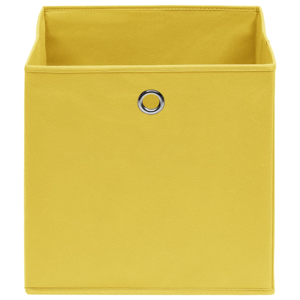Caixas de arrumação 10 pcs 32x32x32 cm tecido amarelo