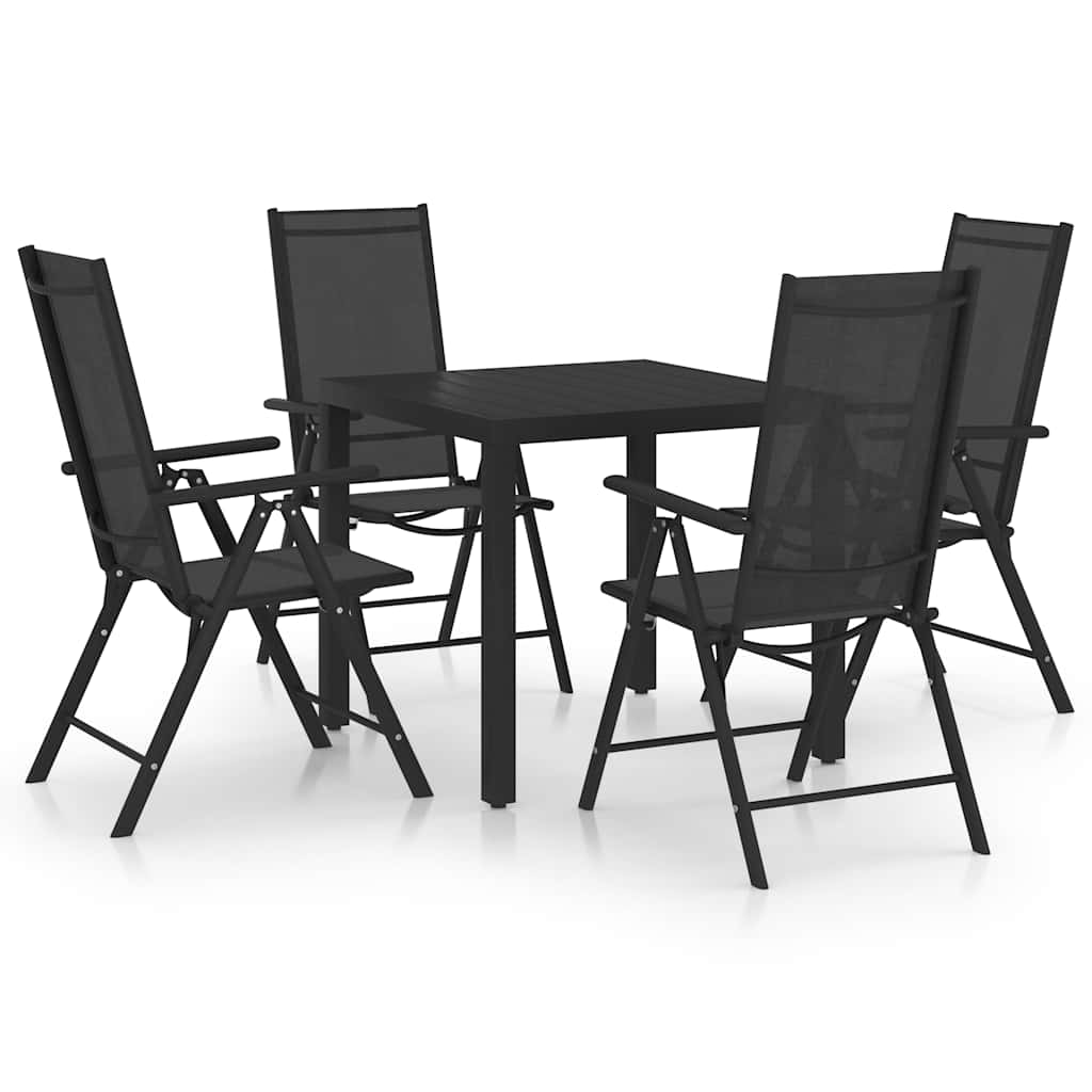 5 Pcs conjunto de jantar para jardim alumínio preto