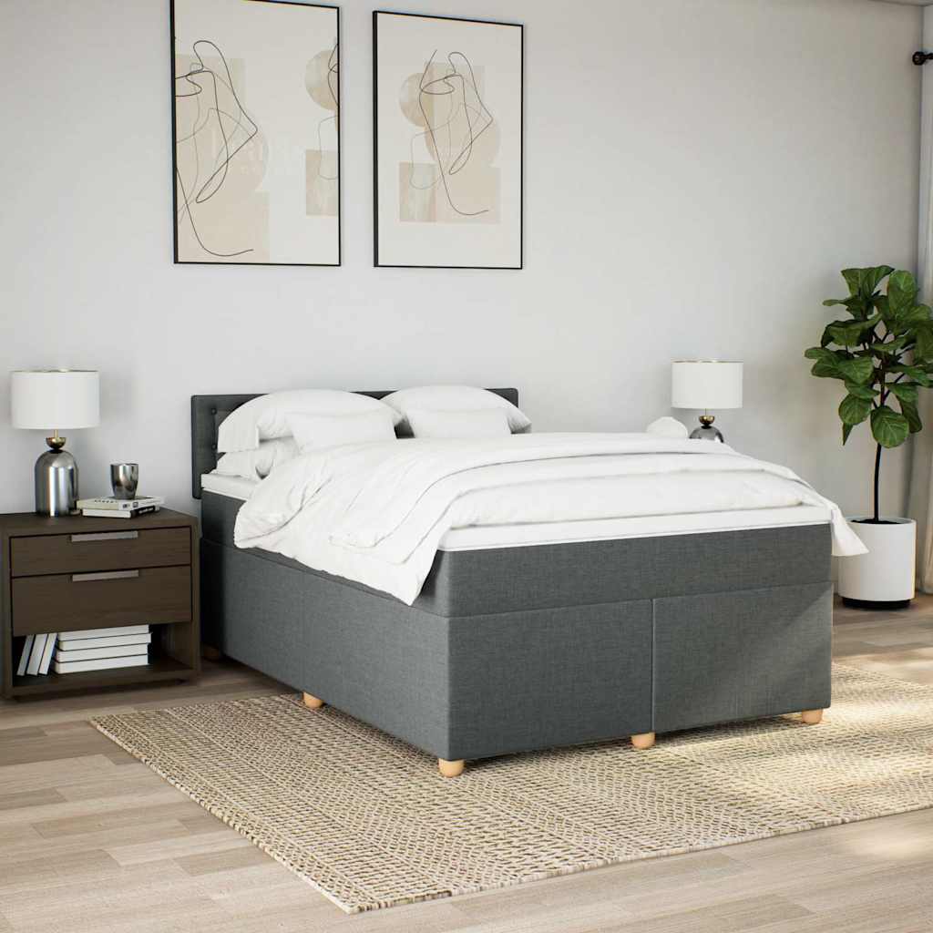 Cama com molas/colchão 140x190 cm tecido cinzento-escuro