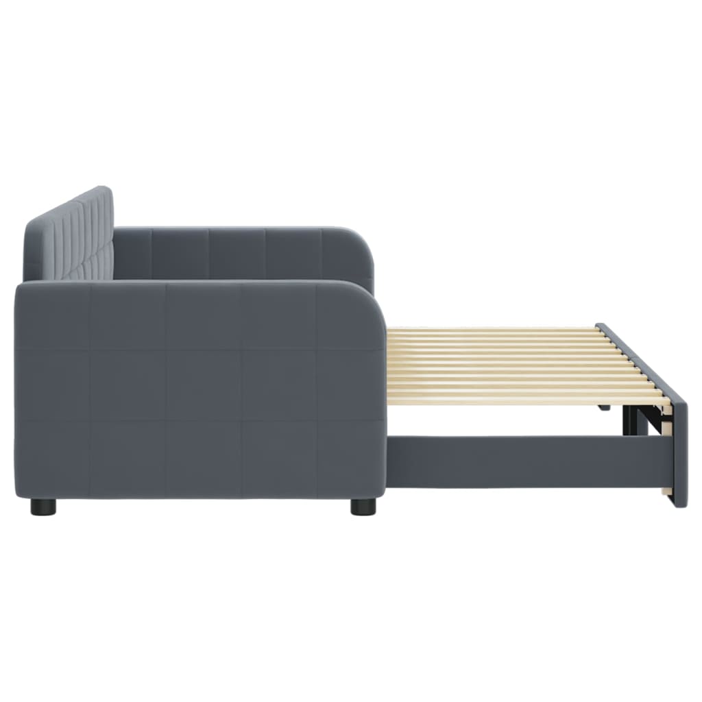 Sofá-cama com gavetão 80x200 cm veludo cinzento-escuro
